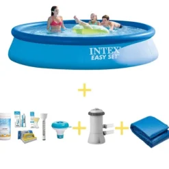 Intex swimmingpool - Enkelt set - 396 x 84 cm - Inklusive WAYS underhållspaket, filterpump och markduk Pooler
