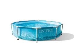 Intex swimmingpool - Metallram - Strandsida - 305 x 76 cm - Inklusive WAYS underhållspaket, filterpump och markduk