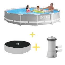 Intex swimmingpool - Prisma ram - 366 x 76 cm - Inklusive solsegel- och filterpump Pooler