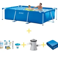 Clearance Intex swimmingpool - Rampool - 260 x 160 x 65 cm - Inklusive WAYS underhållspaket, filterpump och markduk Pooler