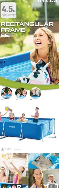 Discount Intex swimmingpool - Rampool - 450 x 220 x 84 cm - Inklusive solsegel, filterpump och filter Pooler