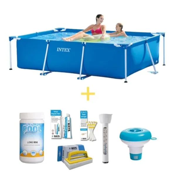 Intex swimmingpool - Rampool - 220 x 150 x 60 cm - Inklusive WAYS underhållspaket