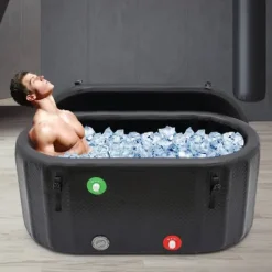 Outlet Isbad & kallbadkar - Uppblåsbar portabel badbalja - 132×70×54 cm - Med isolerat lock - 275 l - För vuxna - Plast - Svart Spa & Utomhusbad