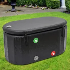 Outlet Isbad & kallbadkar - Uppblåsbar portabel badbalja - 132×70×54 cm - Med isolerat lock - 275 l - För vuxna - Plast - Svart Spa & Utomhusbad