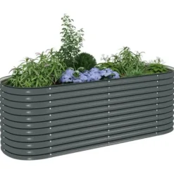 vidaXL Jardinière - - 240x80x81 cm - Galvaniserat stål - Grå - Rektangulär
