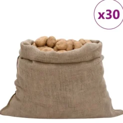 Clearance Jutesäckar 30 st 100x110 cm 100% jute 220 gsm Trädgårdskorgar