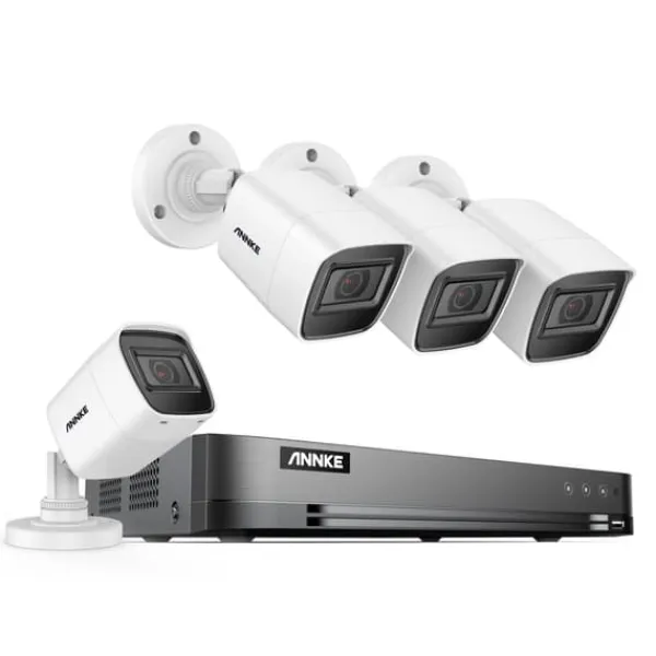 4K säkerhetskamerasystem, 30m IR-nattseende, IP67 vattentålig,4CH NVR 4st Kamera, 4T
