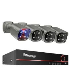 Online 4K Säkerhetskamerasystem, Tvåvägs ljud, Färgnattsyn,3T (utomhussport), 8CH NVR 4ST Kamera Säkerhetsmonitorer & Videokameror