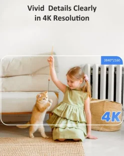 Outlet 4K UHD Inomhus Säkerhetskamera, Högupplöst 8MP, Dual-Band WiFi Anslutning, 8x Digital Zoom Säkerhetsmonitorer & Videokameror