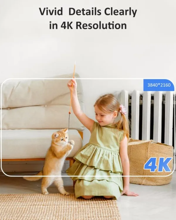 Outlet 4K UHD Inomhus Säkerhetskamera, Högupplöst 8MP, Dual-Band WiFi Anslutning, 8x Digital Zoom Säkerhetsmonitorer & Videokameror