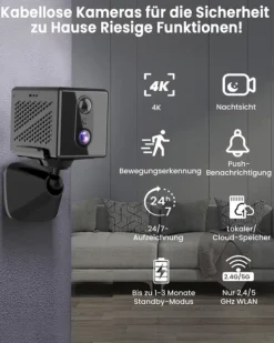 4K Övervakningskamera 5GHz WiFi Mini-kamera, Nattseende, Rörelsesensor, Lång batteritid, Fjärrvisning Säkerhetsmonitorer & Videokameror