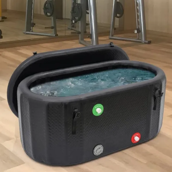 New Kallbadkar / Isbadkar - Uppblåsbar tub - 370 L - 150 x 80 cm - Med isolerat lock - Portabel - Grå Spa & Utomhusbad