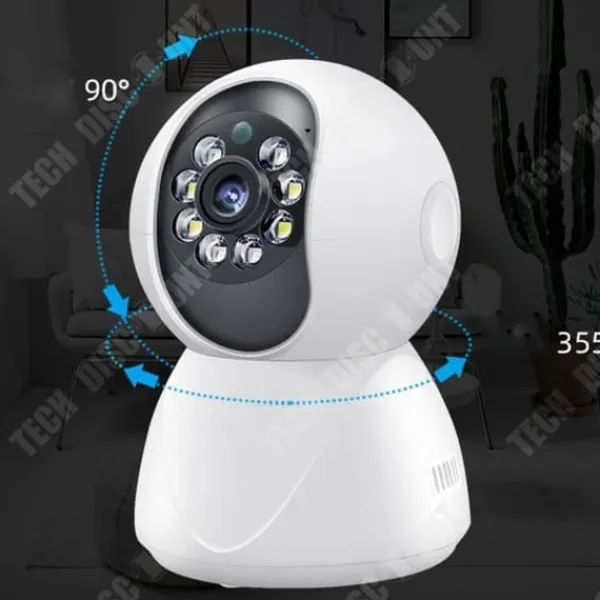 Online Kamera - TD® - Trådlös wifi-kamera - 3 miljoner pixlar - Rotation 360° - Inomhus Säkerhetsmonitorer & Videokameror