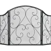 Kamingaller gnistskydd, vikbart 3-panel, vintage, metall, svart