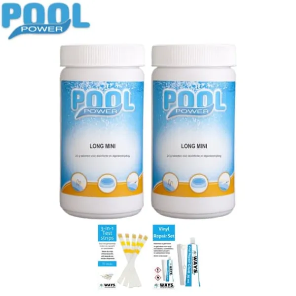 Outlet Klortabletter för simbassänger - Poolpower - 2 kg & WAYS Reparationsset och teststickor Pool- & Spatillbehör