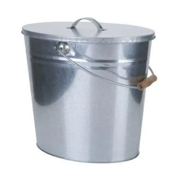 Discount Kohleneimer - Kamino-Flam - Galvaniserad - 15 liter - Med lock och transporthandtag Tillbehör Till Vedeldade Kaminer & Öppna Spisar