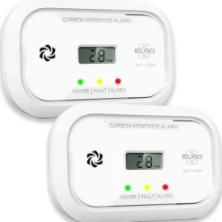 Discount Koldioxiddetektor - ELRO - FC5010 - 2-Pack - Skärm - Larm 85 dB - Batterier 10 år Rök- & Koloxiddetektorer