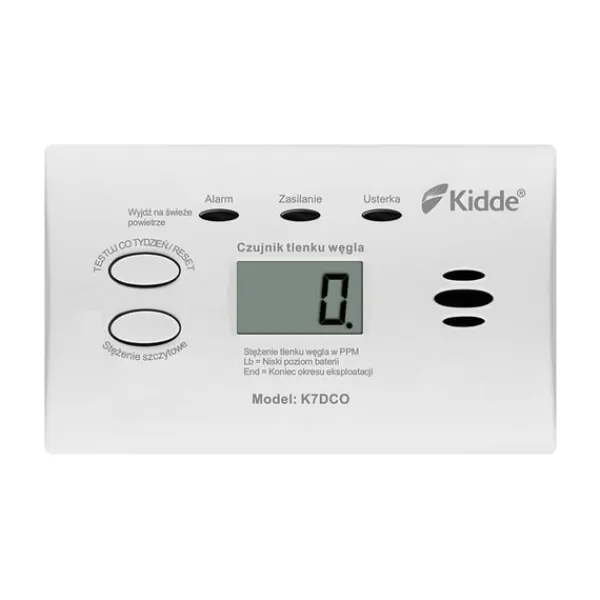 Kolmonoxiddetektor Kidde K7DCO med display Vit