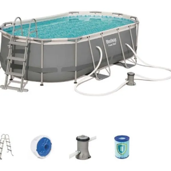 Sale Komplett familjepool - Power Steel pool 7.250L 424x250x100 cm Pooler