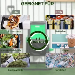 Best Kompostbehållare 65 L – roterbar snabbkompost, vädertålig plast 60×49×77 cm Kompostering