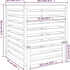 Sale Kompostlåda i massiv furu - Hög kapacitet och praktiskt lock | Storlek: 82,5x82,5x99,5 cm Kompostering