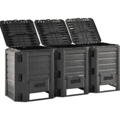 vidaXL Kompostlåda svart 1200 L