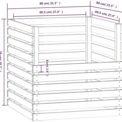 Kompostlåda vit 80x80x78 cm massiv furu - Kompost - Kompostlåda - Home & Living