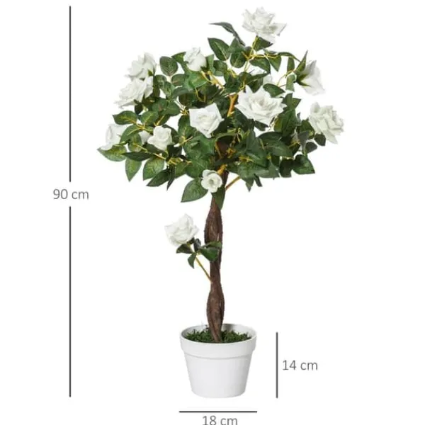 Konstgjord rosbuske 90 cm med kruka, för hem, kontor & trädgård