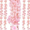 Outlet Konstgjorda blommor, 4 st 6ft konstgjord körsbärsblomskrans hängande hem Bröllopsträdgård Blommor