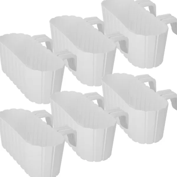 KOTARBAU® Balkonglåda Blomkruka för räcke Oval Rustik Vit 400 MM Set om 6