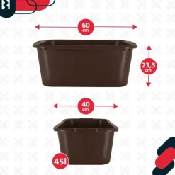 Best KOTARBAU® Rektangulär trädgårdscontainer Murbrukscontainer 45 l brun 3-pack Trädgårdskorgar