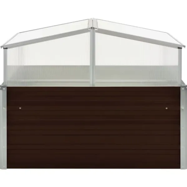 Krukor & odlingslådor - Living Växthus brun 100x100x85 cm galvaniserat stål
