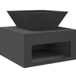 Kubisk eldstad i stål för utomhusbruk – Industristil | Färg: Svart | Storlek: 50x50x40 cm