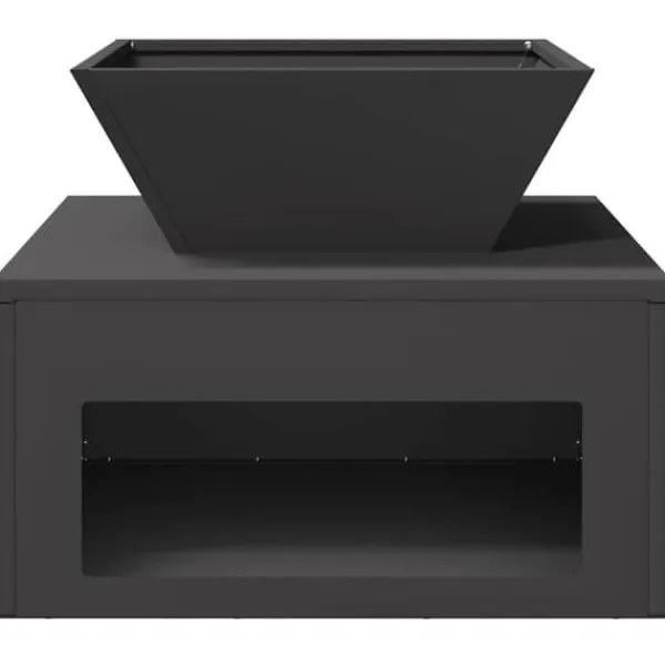 Kubisk eldstad i stål för utomhusbruk – Industristil | Färg: Svart | Storlek: 50x50x40 cm
