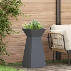 Kubiskt växtställ i antracit - Modern växtdisplay för inomhus & utomhus | Färg: Antracit | Storlek: 35x35x73 cm