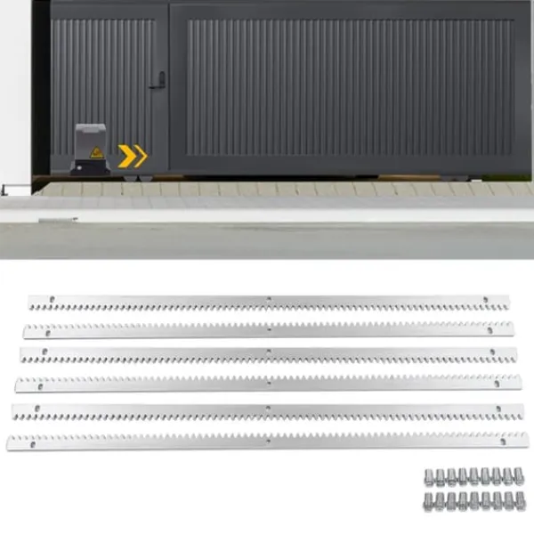Kuggstänger till elektrisk skjutgrindsöppnare, 6 m (6×1 m), rostfritt stål, silver