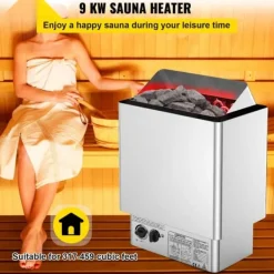 New 9KW Bastuvärmare 380V-415V Våt&Torr Elektrisk med inbyggd kontrollenhet i rostfritt stål. Bastu