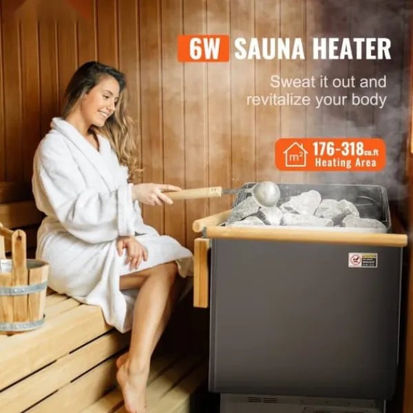 6KW Elektrisk Bastuvärmare, Spis med Digital Kontroller, för 5-9 m³ Hem Spa