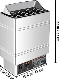 Hot 9kW hem/kommersiell väggmonterad elektrisk bastuaggregat med extern styrenhet, justerbar tid och temperatur, lätt att installera Bastu