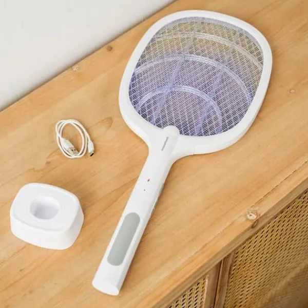 Laddad 2 i 1 Anti-insekt racket med UV-ljus Elecfly InnovaGoods LASER SKADDJUR FÖR TRÄDGÅRDEN Flugsmällor