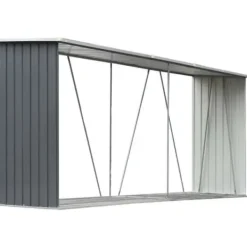 vidaXL Lagermetod för trä - - 330x84x152 cm - Galvaniserat stål - Grå - Traditionellt tak