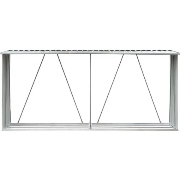 vidaXL Lagermetod för trä - - 330x84x152 cm - Galvaniserat stål - Grå - Traditionellt tak
