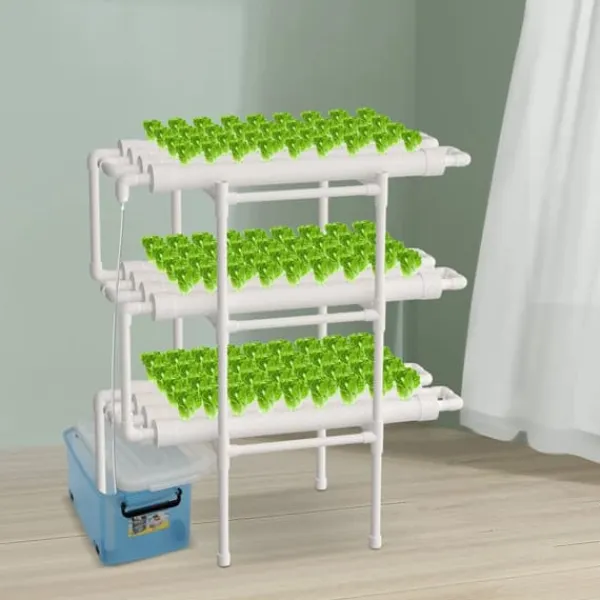Clearance 3-lagers hydroponiskt system, 108 växtplatser, vattensnålt design, lätt att montera Kit För Växt- & Örtplantering
