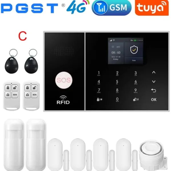 Clearance Larm säkerhetssystem, trådlös anslutning, smart hem kompatibilitet,EU-plugg, 4G-C Hemlarmsystem