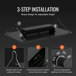 LED V grow light, 300W fullspektrum, dimbar, hög avkastning, Samsung dioder för inomhusodling och växthus.