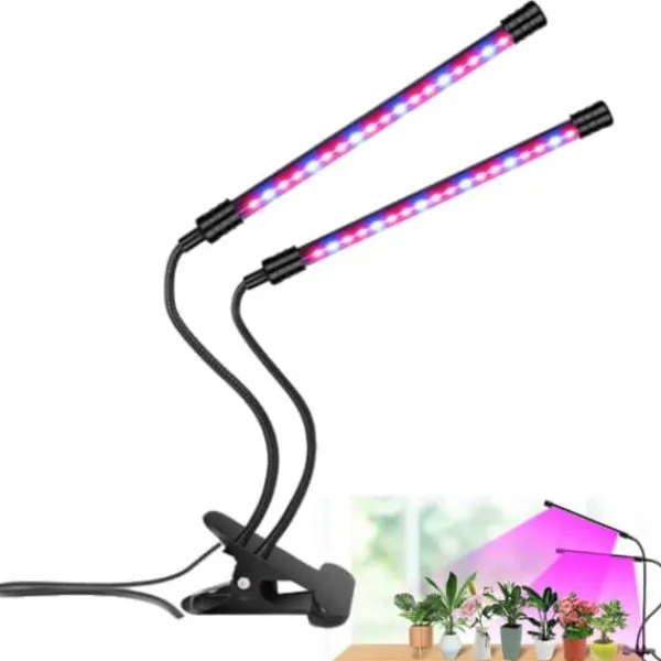 LED Växtbelysning – Dubbel Full Spektrum Växtlampa med Klämma