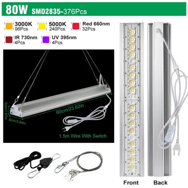 Discount LED Växtlampa, Fullspektrumljus, Energisnål Design,80W Kit För Växt- & Örtplantering