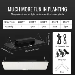 LED Växtlampa, 200W Full Spektrum Dimbar, Hög Avkastning Samsung Dioder för Inomhusodling, Fröplantor och Blomning.