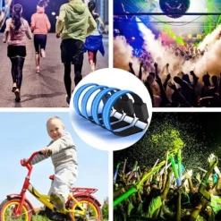 LED-reflekterande armband - 4-pack - USB-uppladdningsbar - Justerbara säkerhetslampor för utomhusaktiviteter