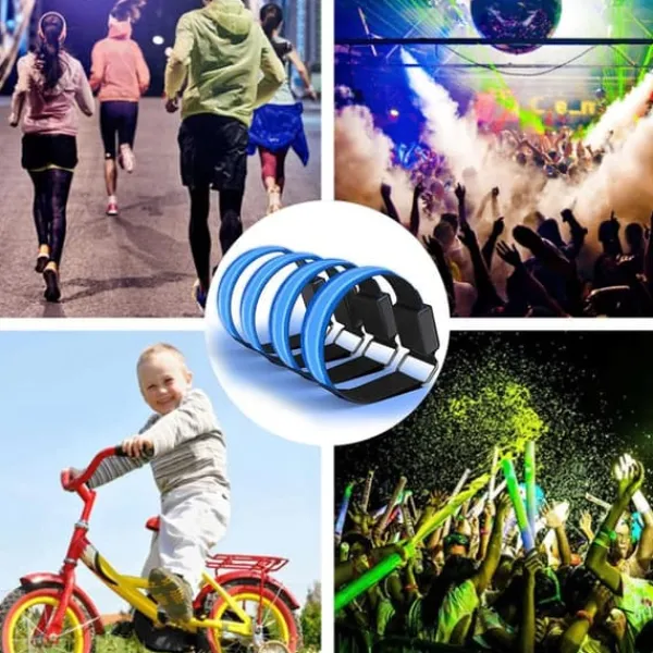 LED-reflekterande armband - 4-pack - USB-uppladdningsbar - Justerbara säkerhetslampor för utomhusaktiviteter